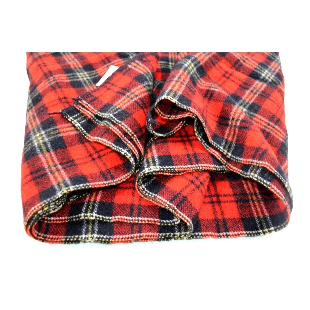 Vtg St Mary's Wool Blanket 82x64 Twin Sz‎ Red Black White Plaid Fieldcrest Mills